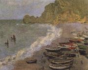 Claude Monet The Beach at Etretat painting